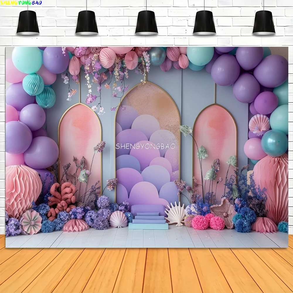 Toy Room Unicorn Balloons Door Photography Backdrops Lighthouse Cloud Moon Baby Birthday Party Photo Studio Background ET-04