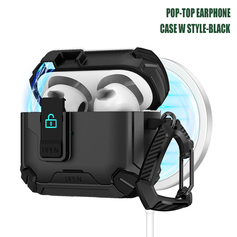 Security Lock Clip Earphone Case for Airpods 4 Cover Apple Airpods Pro 3 2 1 Protective Earbuds Capinha Shockproof Sleeve