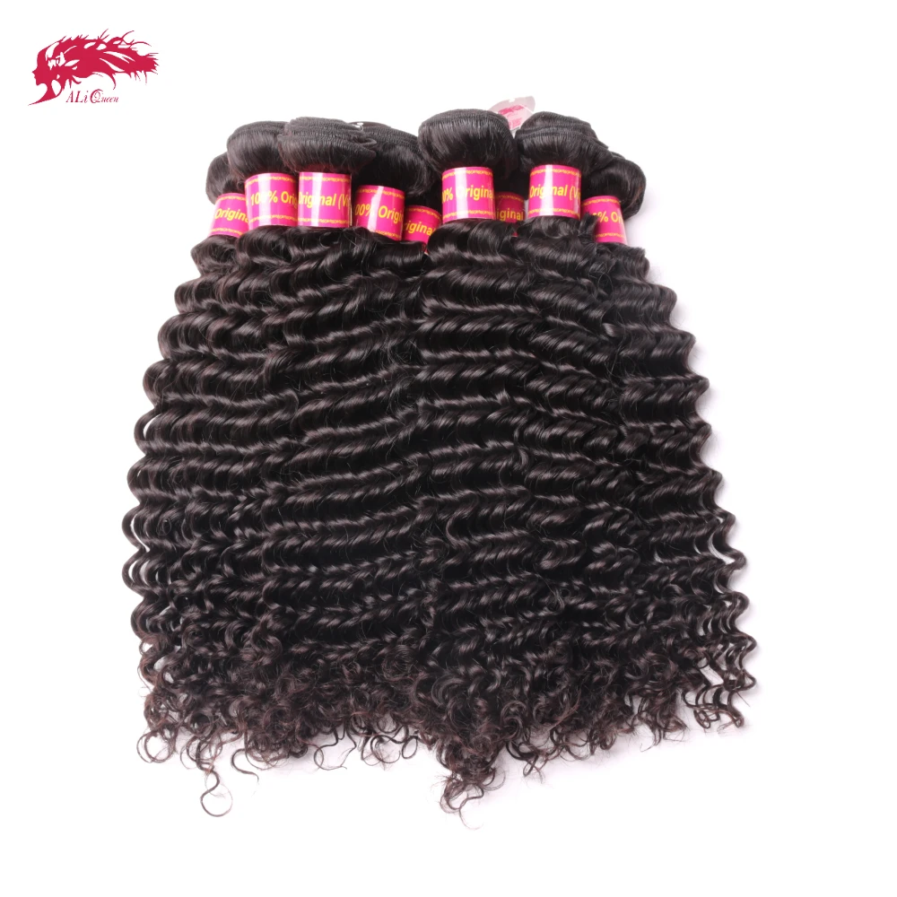 Ali Queen 10A Unprosseded Raw Virgin Hair Bundles 1Pcs Whosales Price 34 36 Inch Brazilian Deep Wave Human Hair Weave