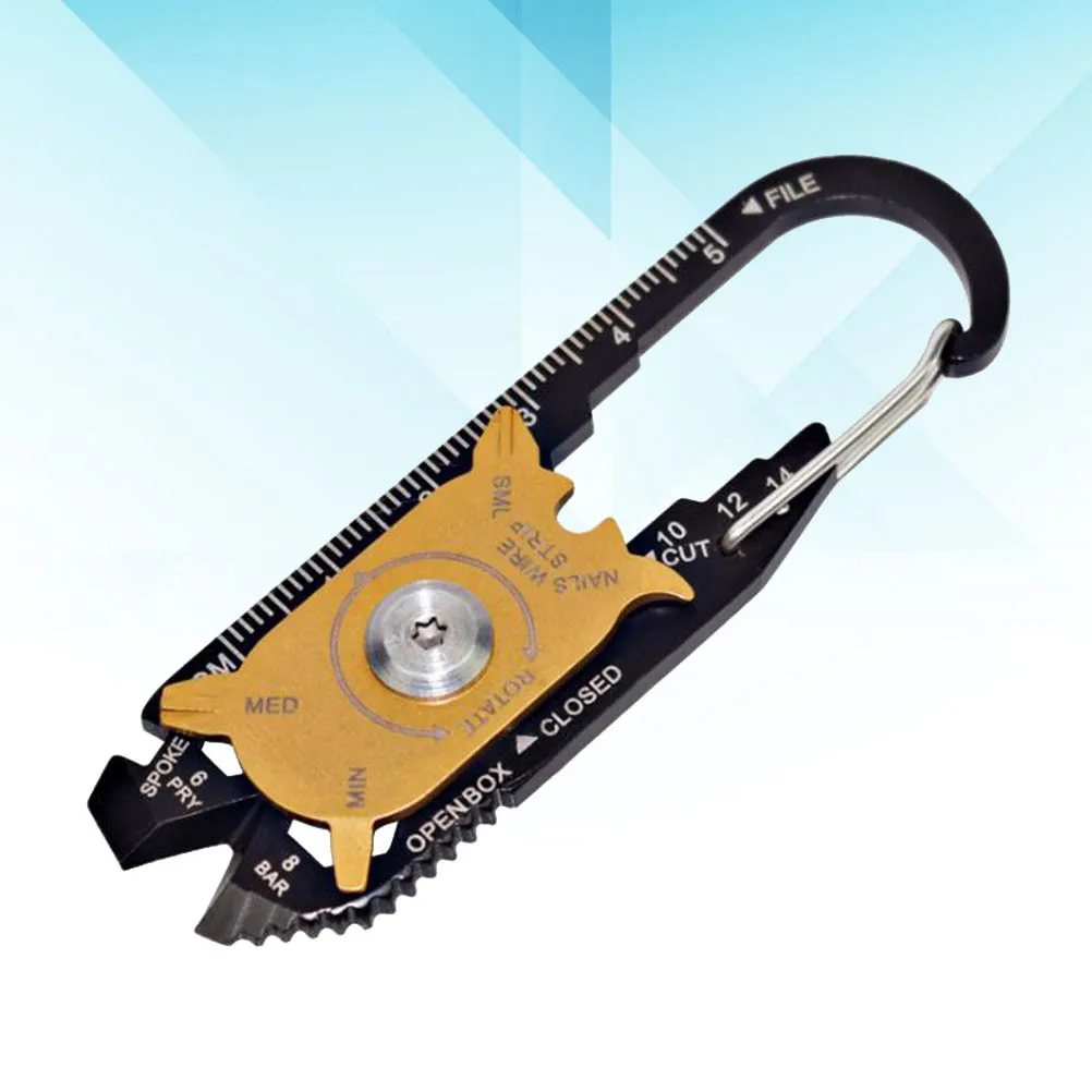 

20-In-1 Multifunctional Tool Keychain Mini Bottle Opener Wrench Survival Gear Outdoor Camping Emergency Use Black Pcs