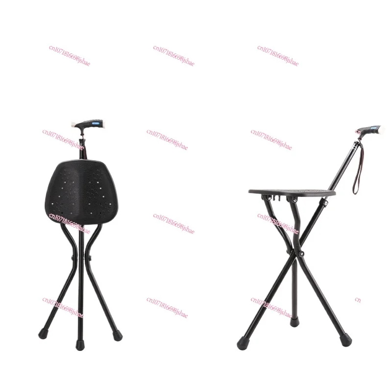 Elderly Crutches, Chair with Stool, Crutches, Light Folding Hands + Sitting Multi-functional Retractable Non-slip Crutches