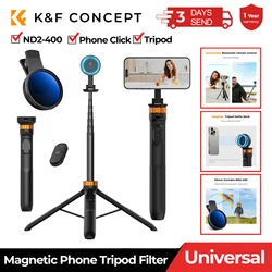 K&F CONCEPT Phone Tripod Filter Set 63'' Magnetic Phone Selfie Stick Tripod Clip-On ND2-400 Filter Universal Phone Accessories