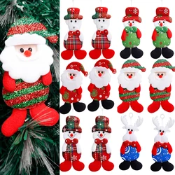 12Pcs Christmas Plush Doll Ornaments Santa Claus Snowman Xmas Tree Hanging Pendants Home Xmas New Year Party Decorations Gifts
