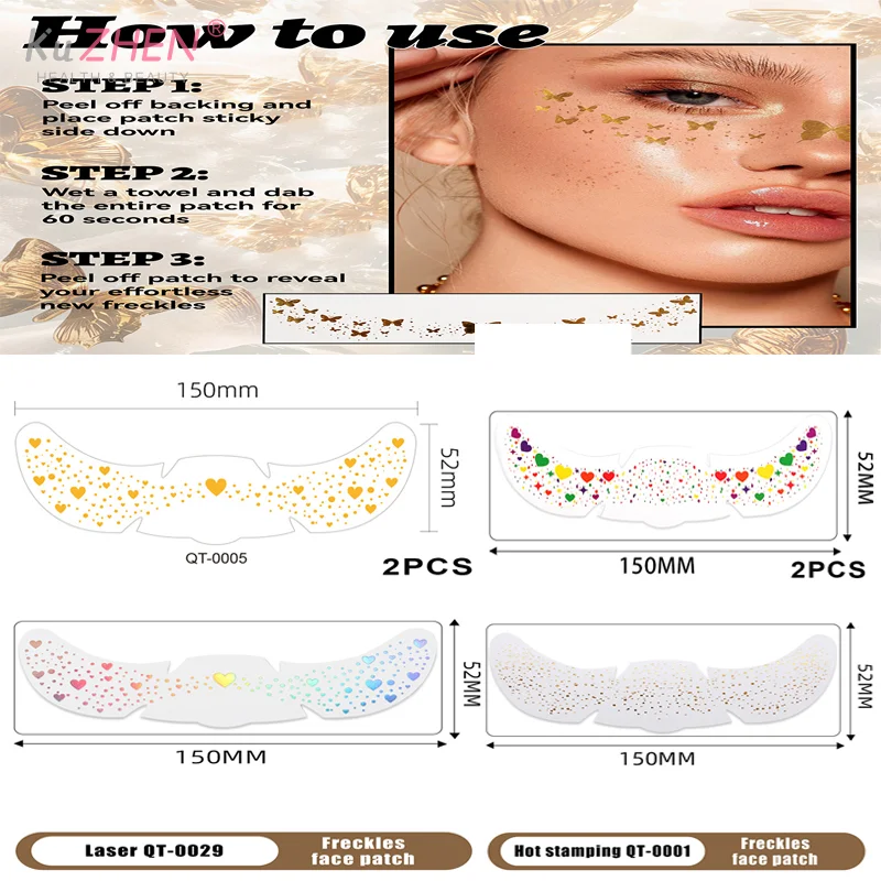2PCS Freckles Tattoo Stickers Glitter Butterfly Waterproof Scrapbook Stickers High-end Refrigerator Magnets Fashionable Sticker