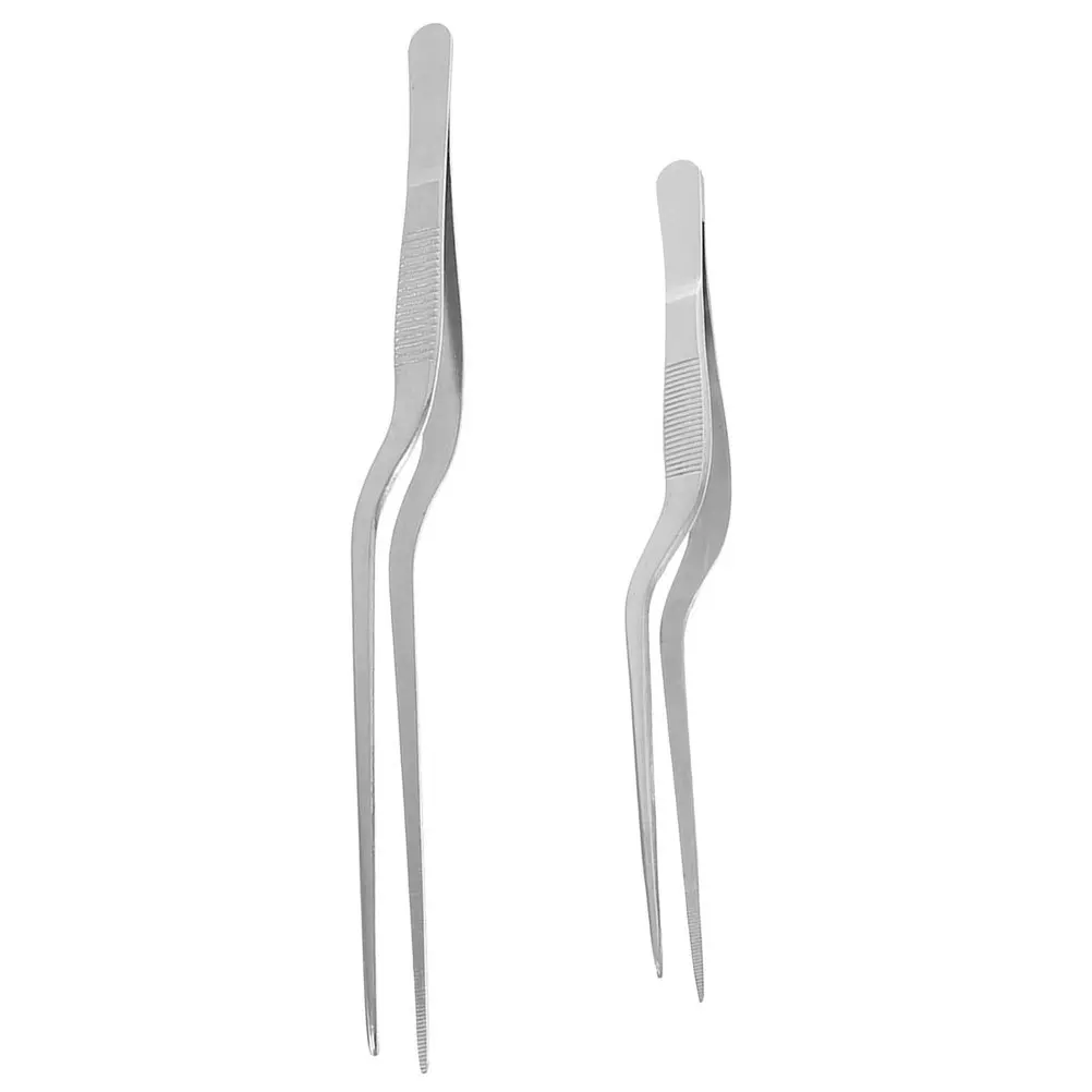 2Pcs Stainless Steel Kitchen Tweezers Precision Point Tongs for Fish Bone Picker Cooking Utensils Food Handling Tool