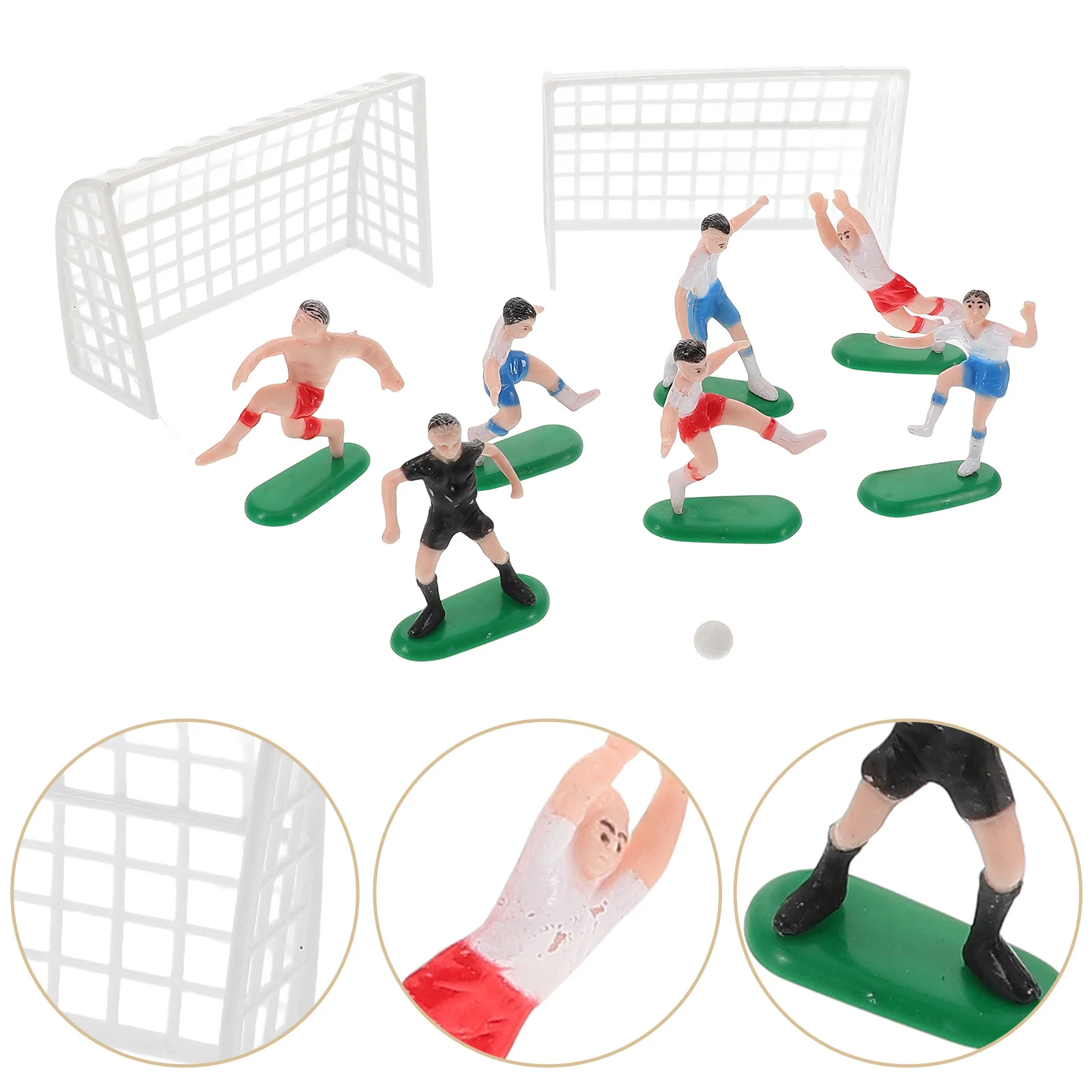 

1Set Mini Football Scene Decor Lifelike Soccer Players with Goal for Cake Topper Party Table Centerpiece Sporty Celebration