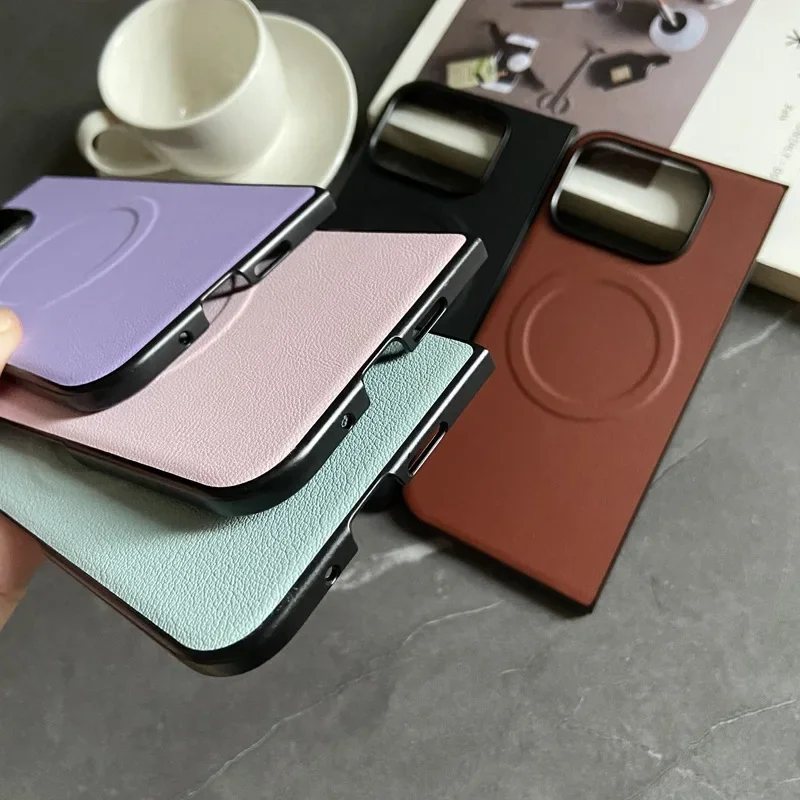 Luxury Leather for Magsafe Magnetic Wireless Charge Phone Case for Google Pixel 10 9 Pro Fold Shockproof Plain Flip Cover Fundas