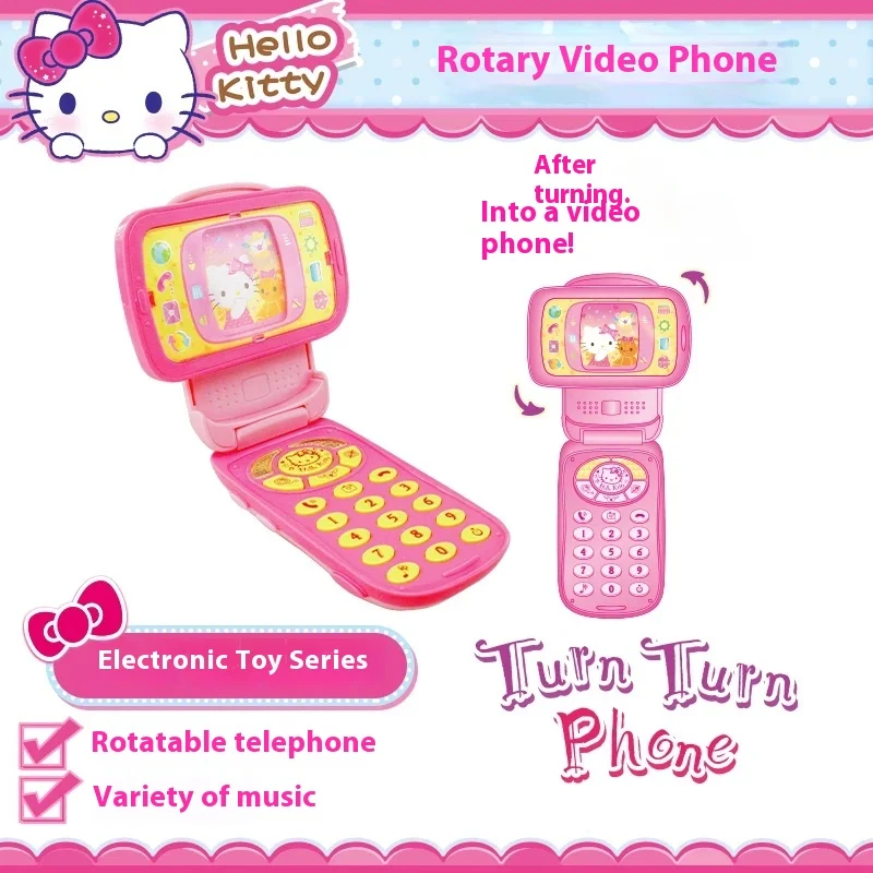 Toy Phone My Melody Video Rotating Phone Kt Music Phone Children'S Toys New Hello Kitty Phone Toys Kawaii Kid Girl Birthday Gift