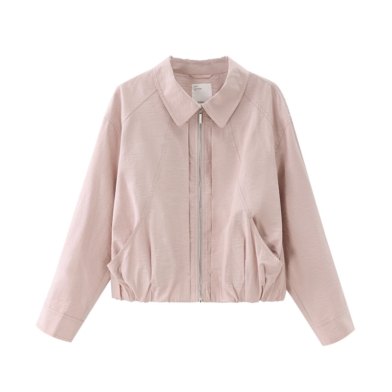 ALXNAN Women's Pink Short Jacket Cotton Elegant Casual Outerwear 2025 Fashion Loose-fit Office Lady Fashion Female Coats L56722