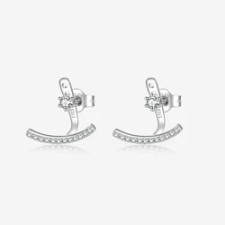 VEWANT New 925 Sterling Silver Line Zircon Pave Piercing Stud Earring Clips Piercing Jewelry Gift Fashion Jewels