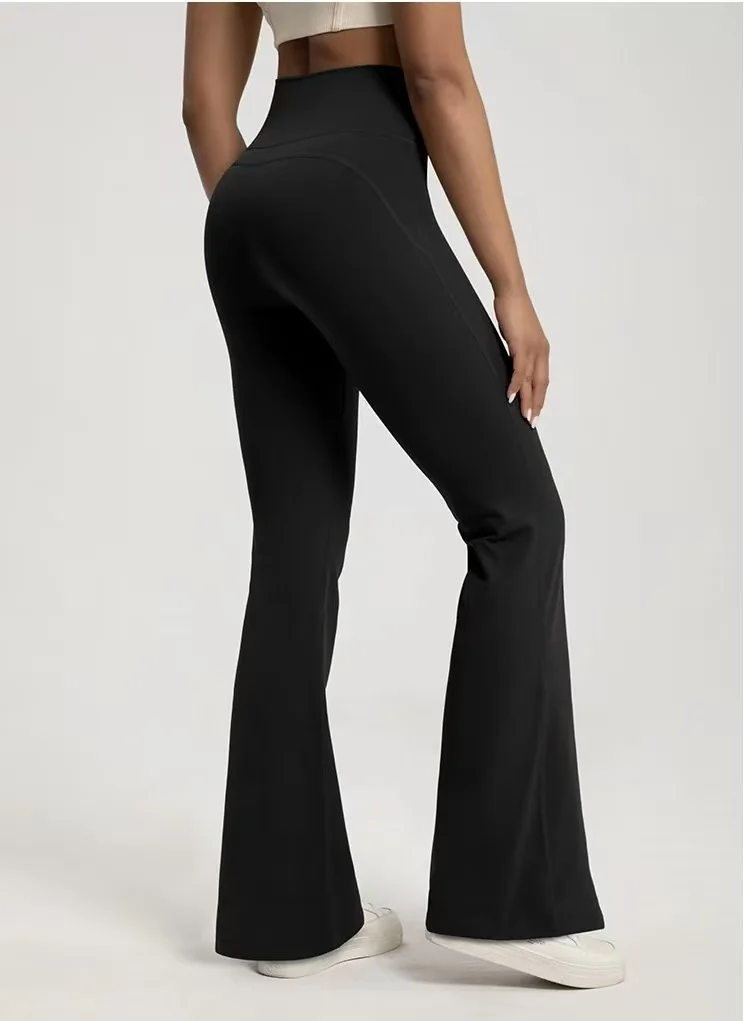 Nackt-Optik, hohe Taille, taillenbetont, hüfthebend, Fitness-Übung, elastische Schlaghose, Damen, lässige Outdoor-Lauf-Yoga-Hose – Detail 11