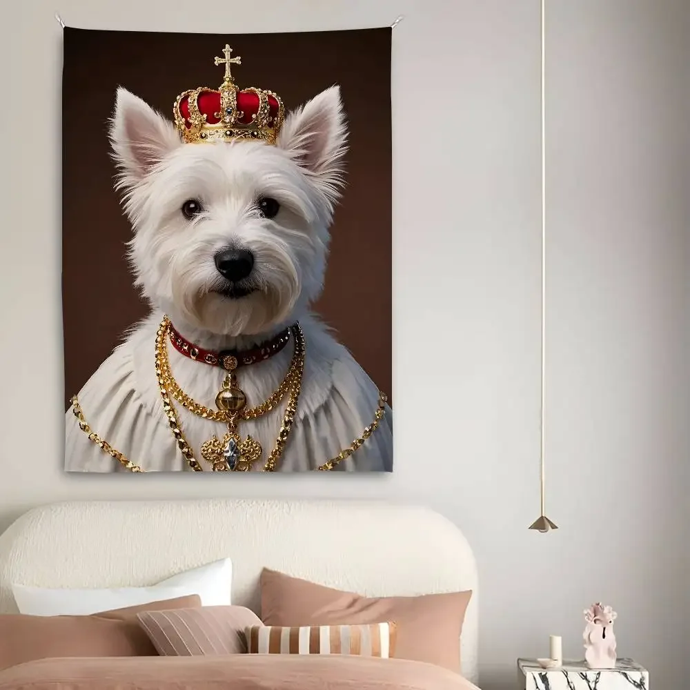 West Highland White Terrier نسيج غرفة النوم المعيشة بار حديقة في الهواء الطلق ستوكات مهرجان الديكور خلفية الفن راية