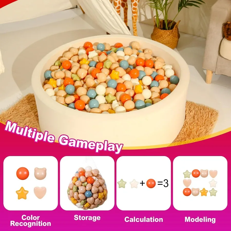 Star Ball Pit Ball Balls con forma de oso y corazón, para niños pequeños, bebés, parque infantil, piscina, cachorro, perro, gato, juego, 50 piezas