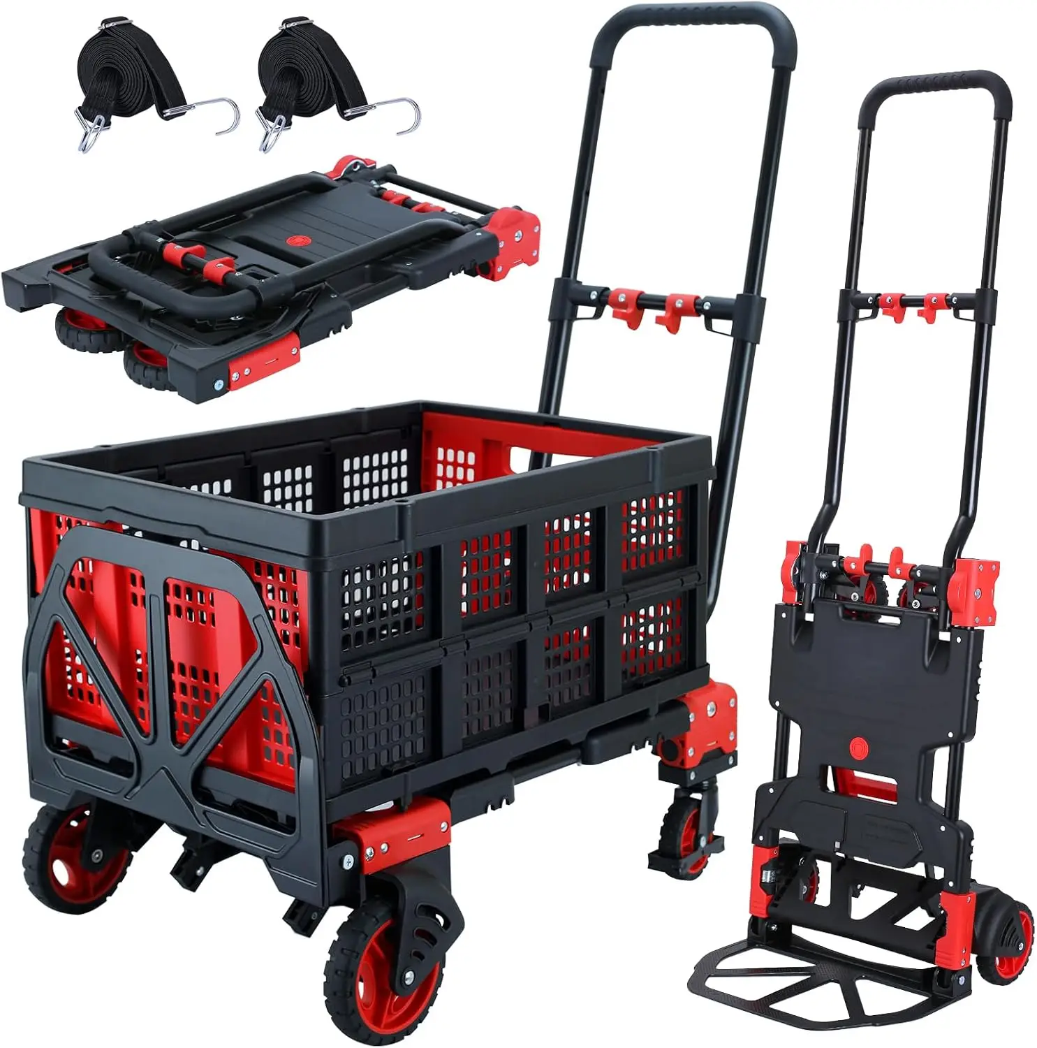 

Складная тележка-трансформер 2-в-1 с корзиной, грузоподъемность 150 кг, выдвижная ручка для удобной транспортировки