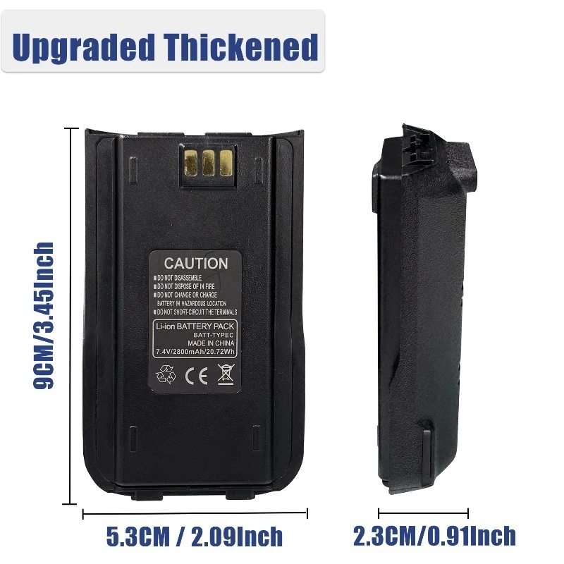 Type-C Charging MD-UV380 7.4V 3600mAh Thickened Battery for TYT MD380 Walkie Talkie Compatible with RT3 MD-446 DP-290 Radio