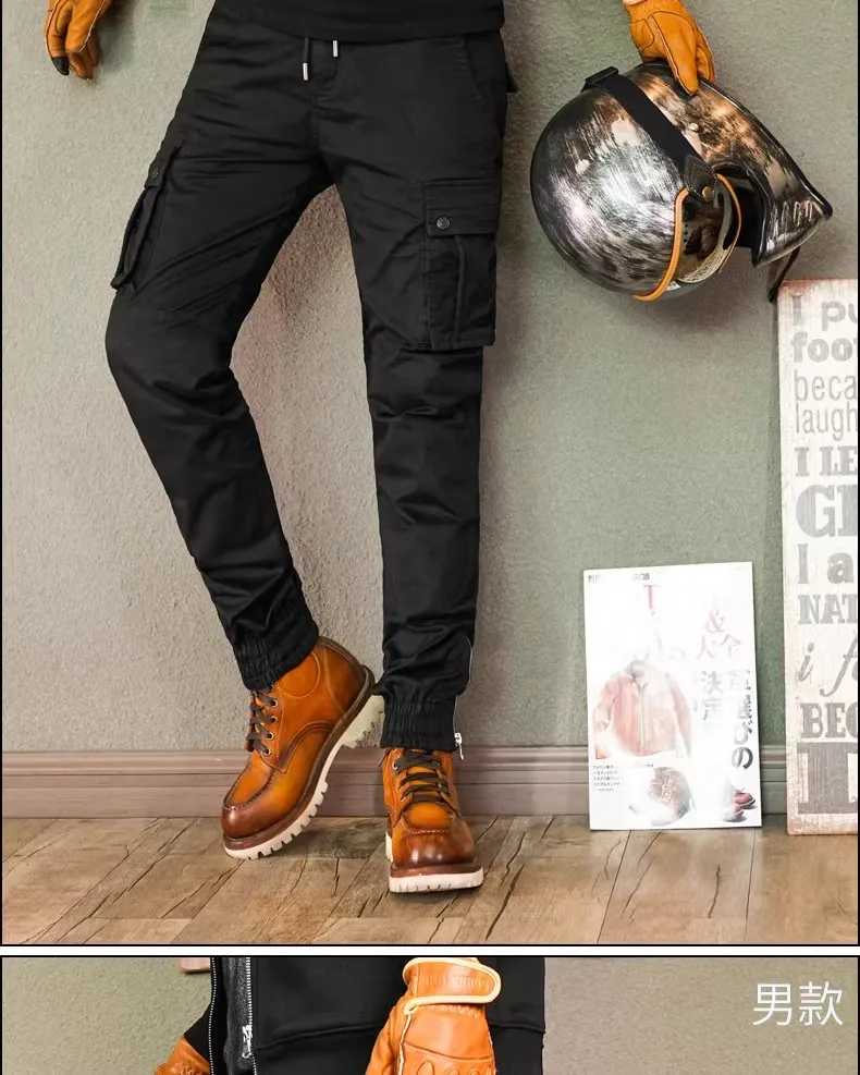 Uglybros Winter Motorcycle Overalls Men's Stretch Beam Pants Multi-pocket Outdoor Wear-Resistant Casual Motorbike Riding Pants