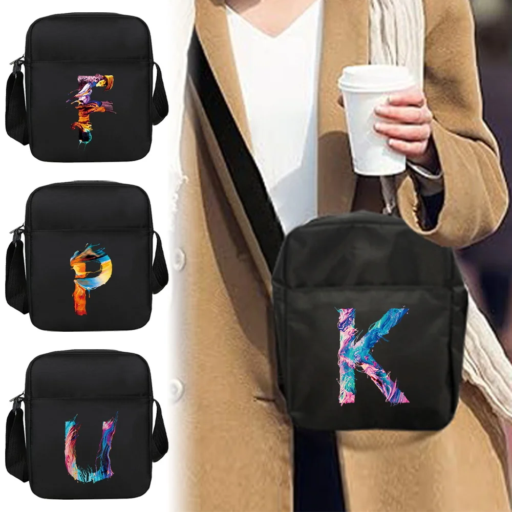 New 2024 Unisex Nylon Material Crossbody Bag Single Shoulder Crossbody Bags Outdoor Travel Item Storage Bag Paint Letter Series