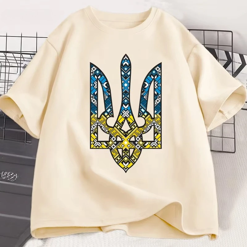 Ukraine Emblem Printed T-shirt Men Women O-Neck Casual Tops Tees Ukrainian Trident Gift T Shirt Cotton Oversized Tshirt Clothing