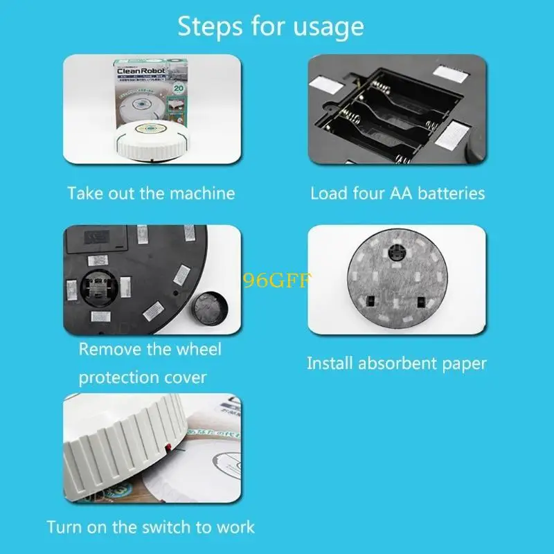 96GF Mini 3-in-1 Robot Vacuum Cleaner Wet/Dry Use Mute Cleaning Robot Multi Purposes