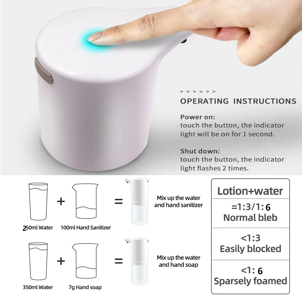 Intelligent Automatic Sensor Foam Dispenser Smart Sensor Rechargeable Liquid Soap Dispenser Touchless Hand Sanitizer Dispenser