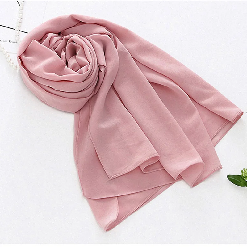 Muslim Chiffon Hijab Scarf Women Long Solid Color Head Wrap For Women Hijabs Scarves Ladies Muslim Veil Jersey Hijabs