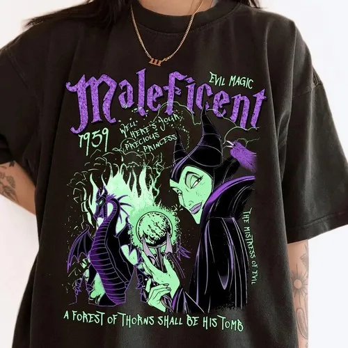 خمر رابونزيل النوم الجمال الشرير Maleficent الشر ماجيك هالوين تي شيرت للجنسين القطن الخالص عالية الجودة ملابس الشارع الشهير