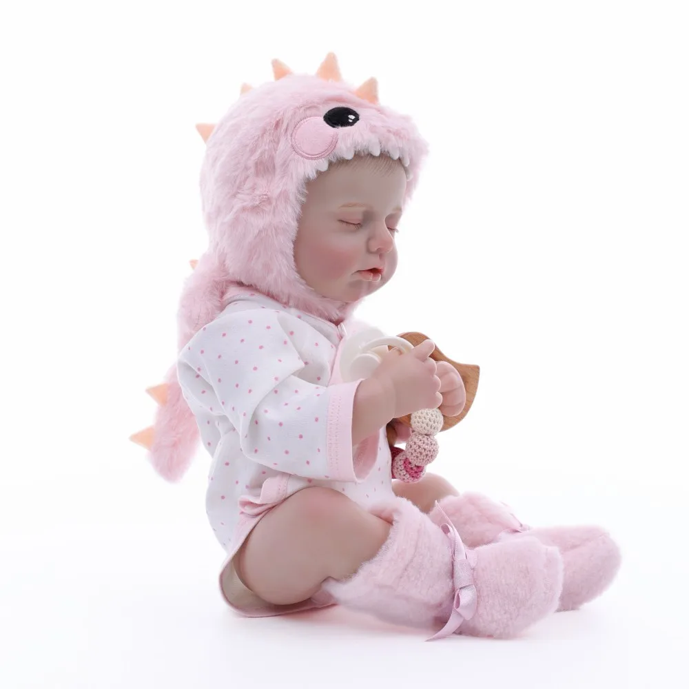 Cloveray 48cm Realistyczna Lalka Reborn z Winylu Całego Ciała, 20-calowa Pluszowa Lalka Jednorożec z Winylu, Ręcznie Robiona Oryginalna Zabawka, Prezent Świąteczny dla Dziecka