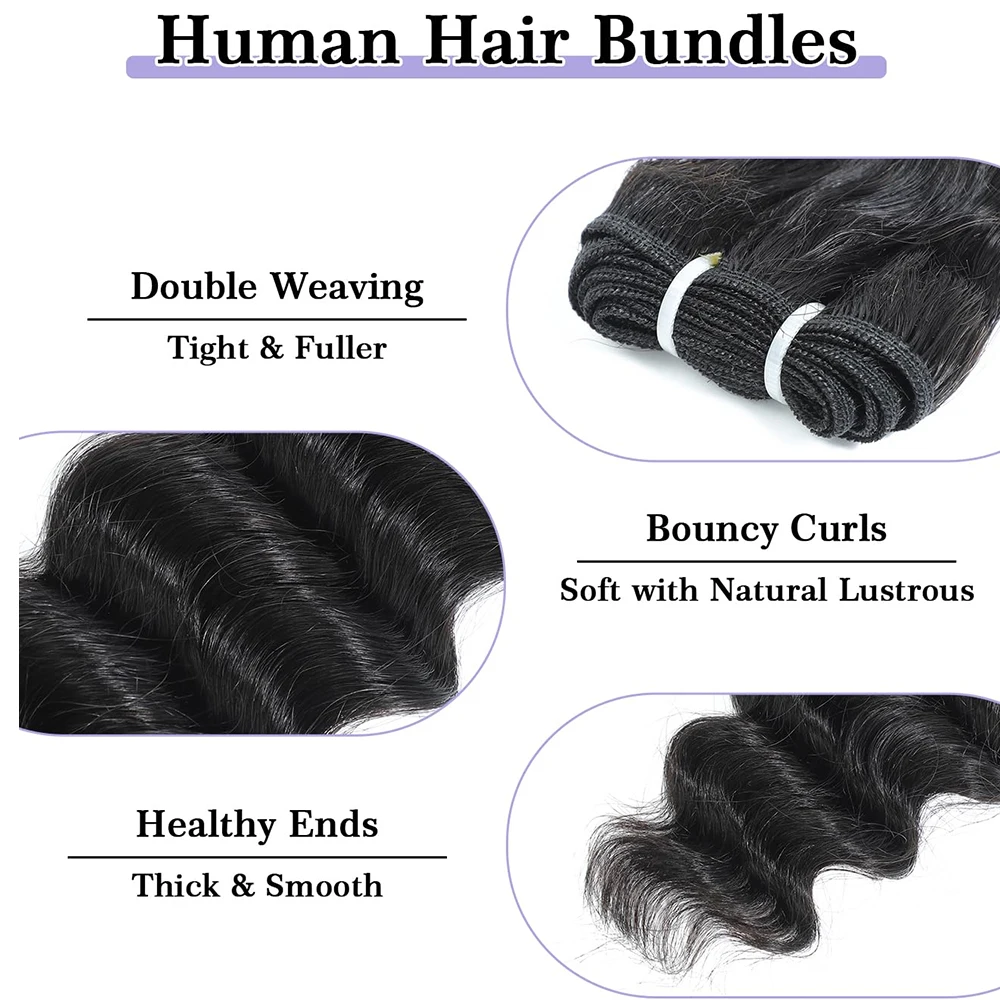 26 28 30 32 Inch Loose Deep Wave Brazilian Real Human Hair Bundles Sale 2/ 3/4 PCS Natural Black Unprocessed Remy Hair Extensions Weave Bundles Extensions Soft Silky For Women