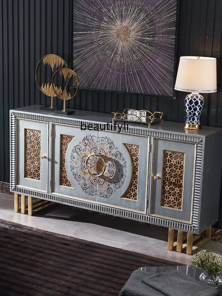 

K185 French Retro Solid Wood Entrance Hallway Decoration Chinese Style Sideboard Cabinet Distressed Industrial Style Neo-Classic