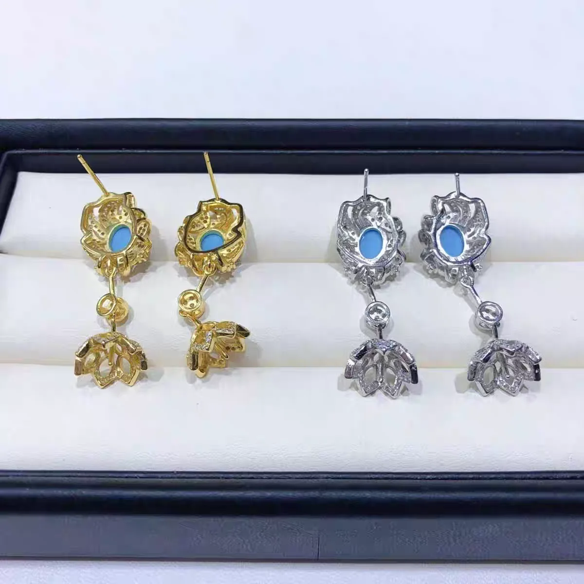 MeiBaPJ 10mm Natural Rice Pearls Fashion Turquoise Drop Earrings 925 Silver Fine Wedding Jewelry for Women - Image 5
