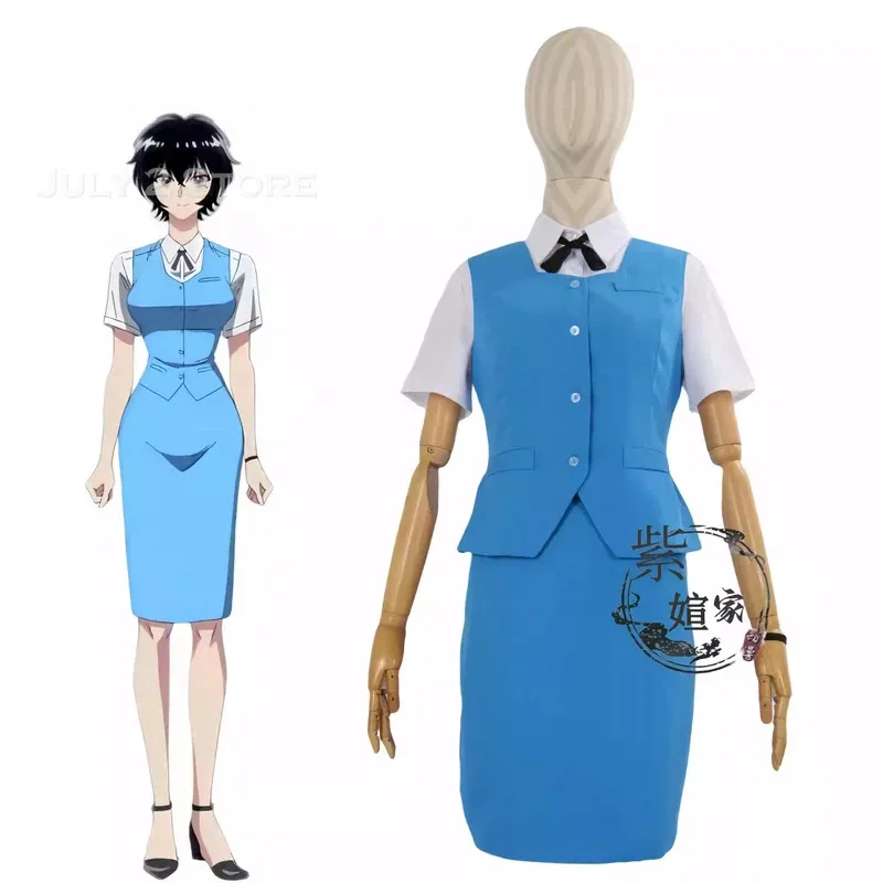 

asdh8@Reiko Kujirai Kowloon Generic Romance anime Cosplay Costume Wig Blue Uniforms Womeb Roleplay Sexy Halloween Ma Cospl