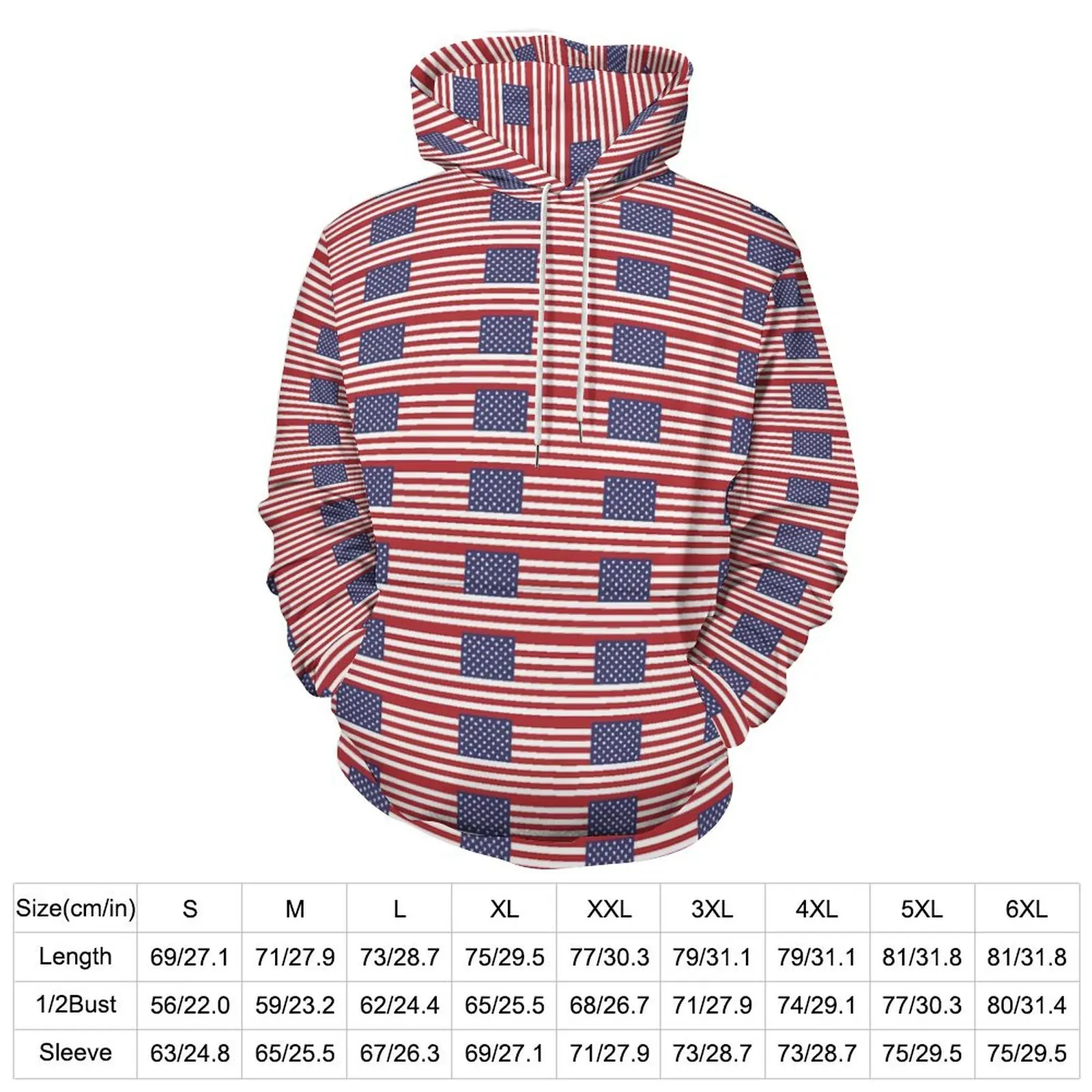 USA Flag Print Casual Hoodies United States of America Hoodie Female Long-Sleeve Street Fashion Design Loose Hooded Sweatshirts