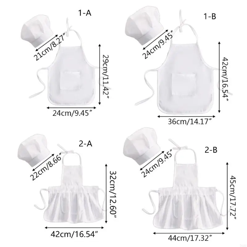 76hf 2 pcs Baby Chef Apron Dan Hat Bayi Anak Putih Kostum Kostum Fotografi Prop Bayi Baru lahir Apron