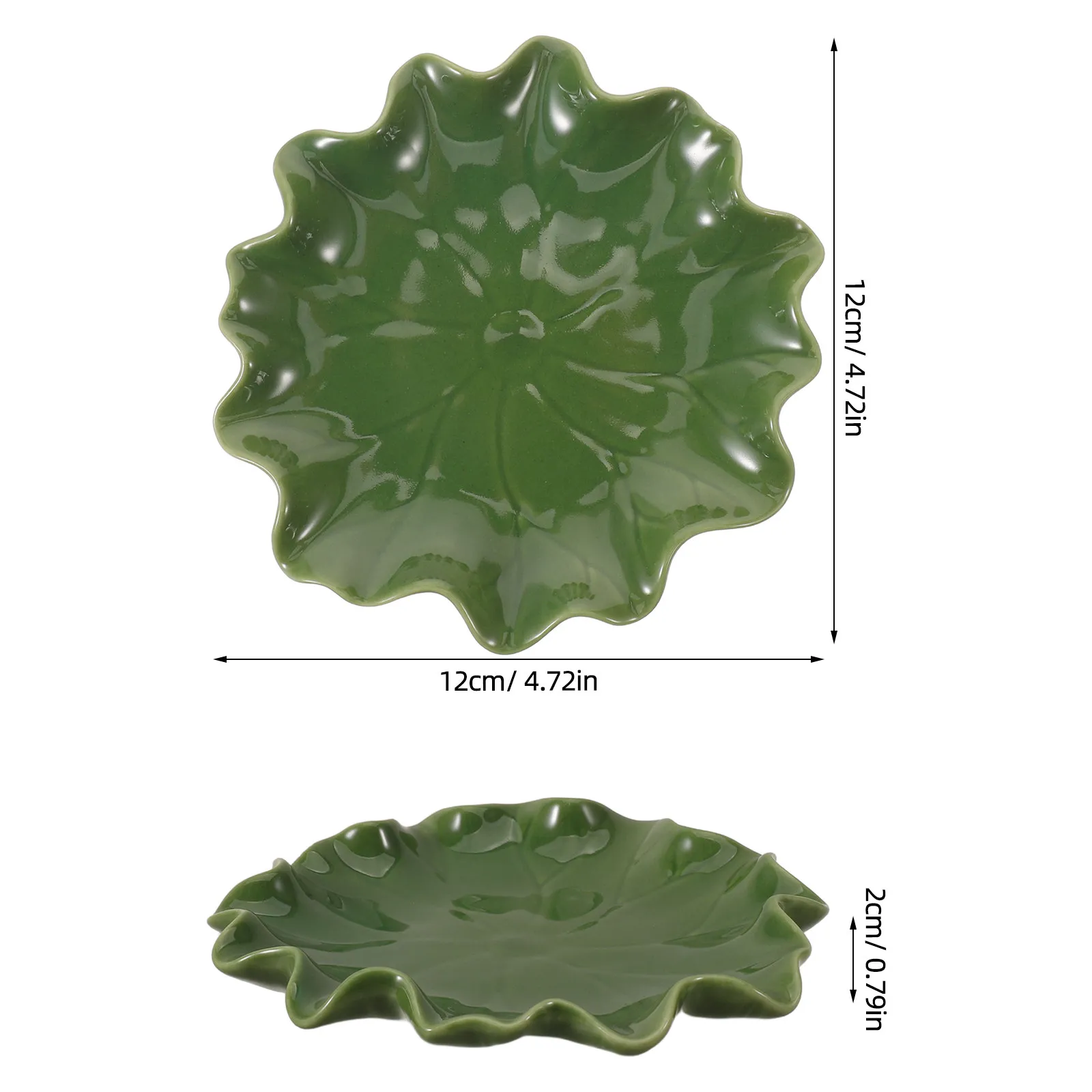 Ceramic Jewelry Dish Lotus Leaf Shape 4.7 Inch Ring Holder Necklace Plate Earrings Storage Tray Bedside Vanity Storage