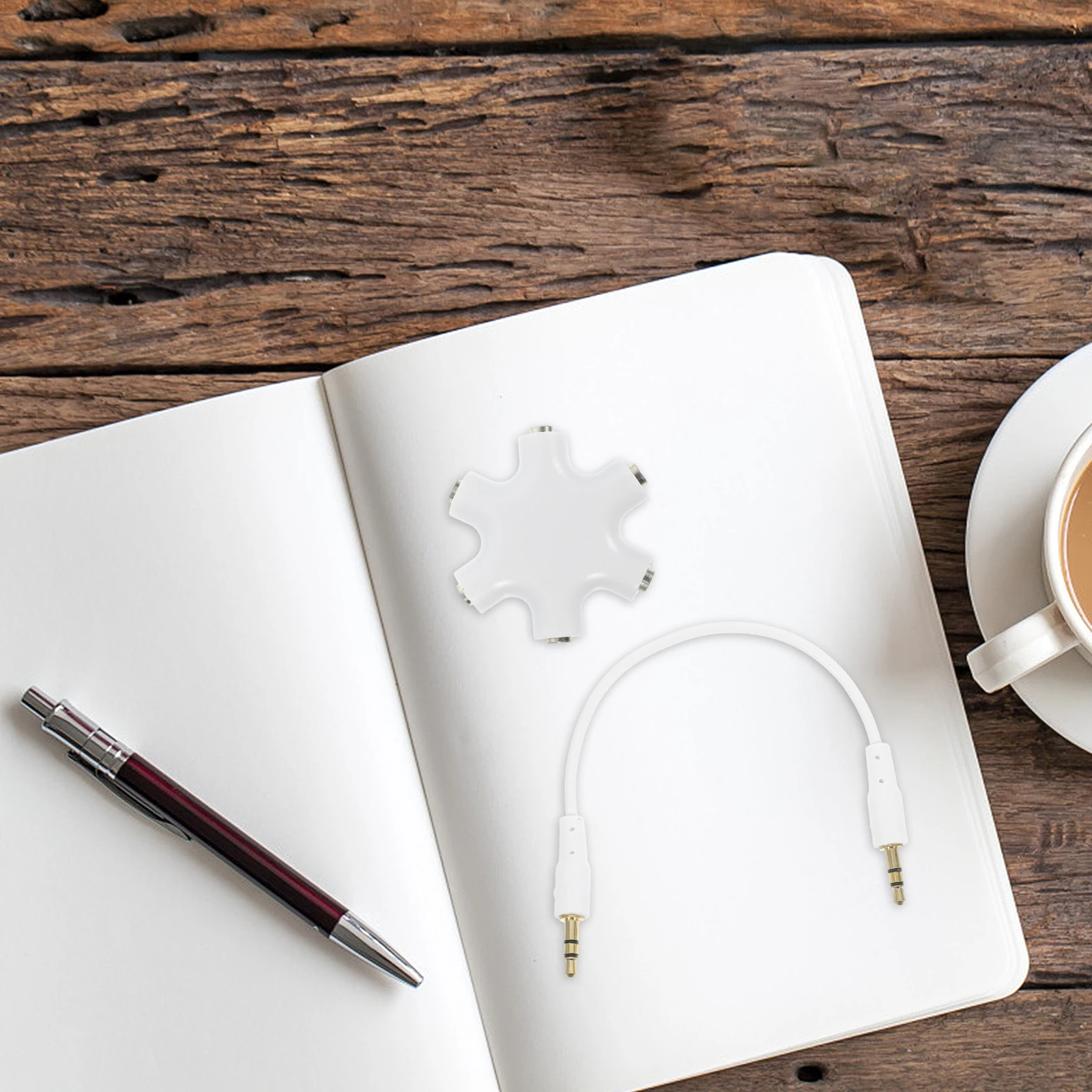 

6 Port 3.5mm Headphone Splitter Adapter 5 Way Audio Connector for Phone Pc Car Dvd Player Black Headphone Splitter