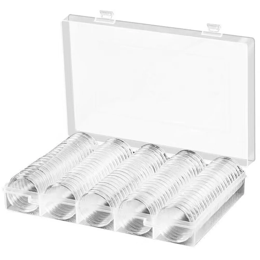 

100 Pcs Boxes Professional Coin Capsule Clip Cases for Collectors Protector Storage Box Convenient