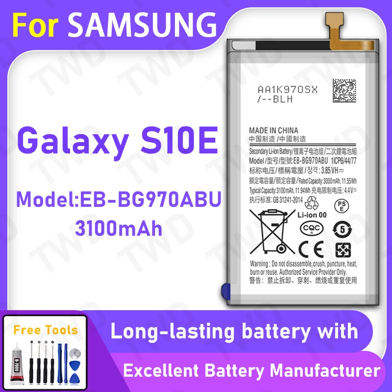 

100% New 3100mAh EB-BG970ABU Battery For Samsung Galaxy S10E Replacement Bateria