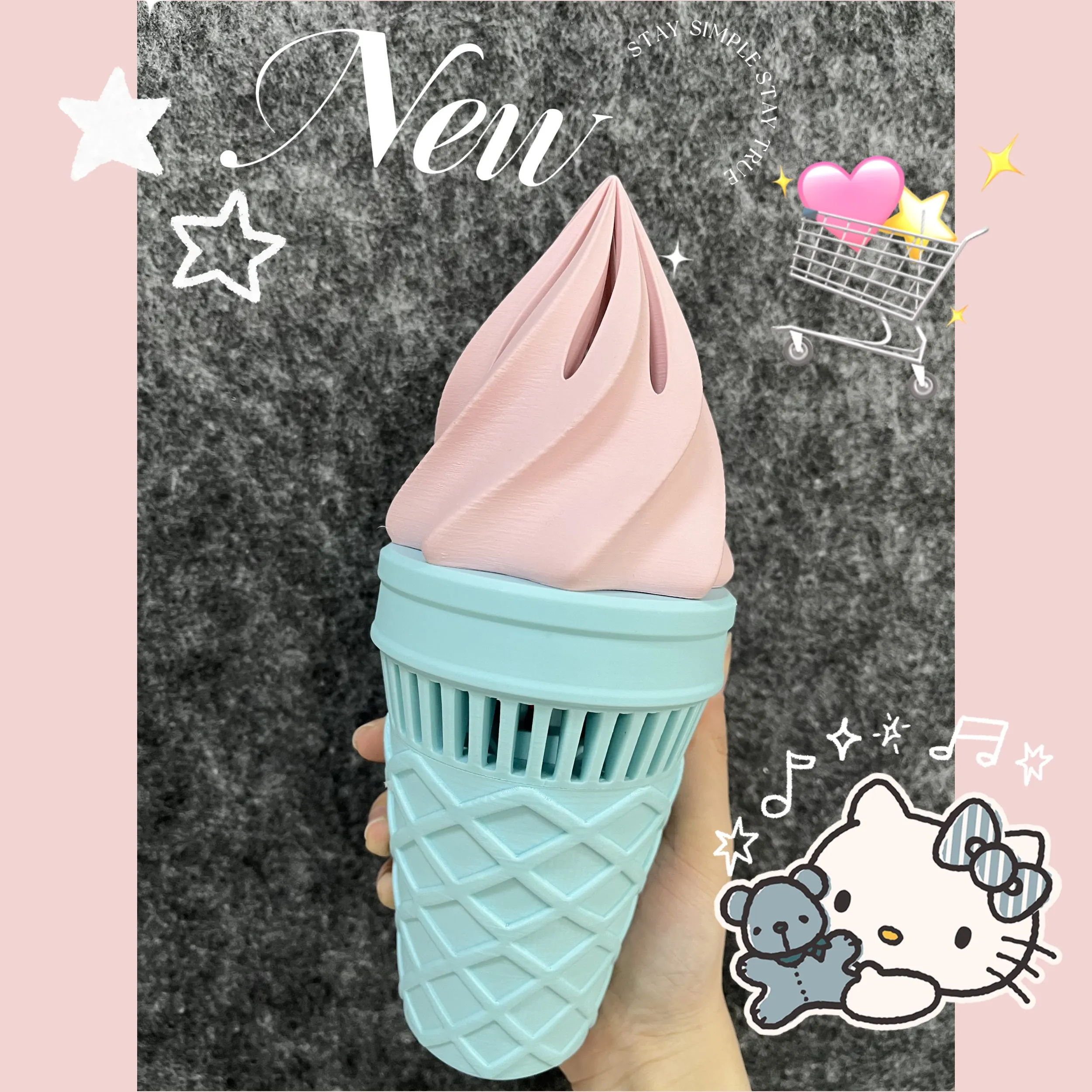 Fan de traje de fieltro con impresión 3D, cono de helado, accesorios de disfraz, ventilador de cuello, convención de cómic