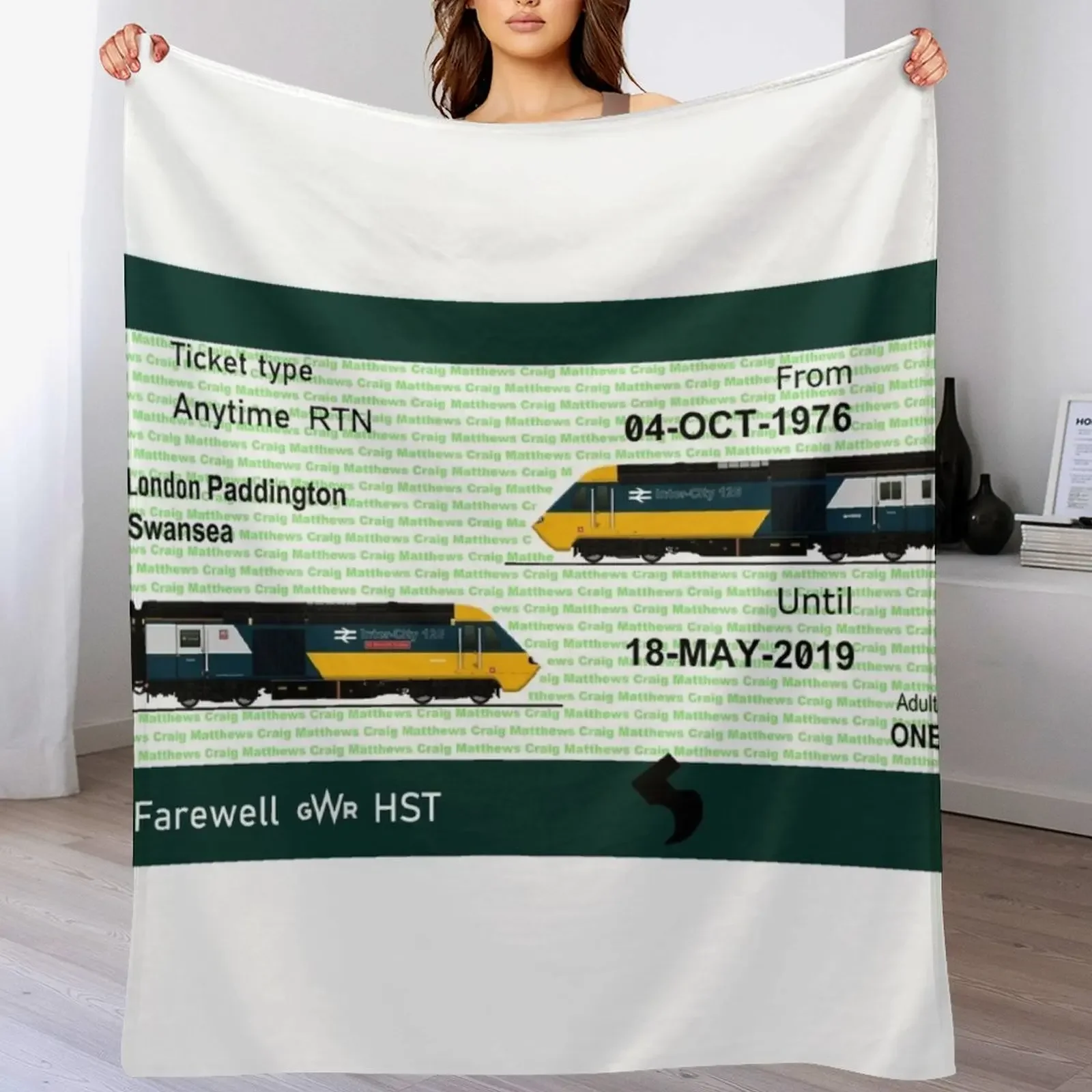 

FAREWELL GWR HST INTERCITY 125 Throw Blanket Multi Use Warm Blanket for Living Room Bedroom