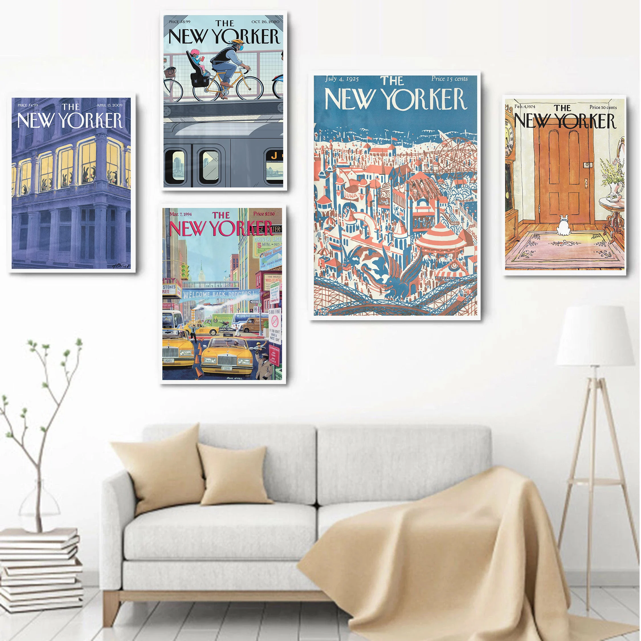 1pc frameless Canvas Painting Vintage New Yorker Magazine Cover Poster Classic Scene Modern Prints Canvas Painting Wall Art Pict