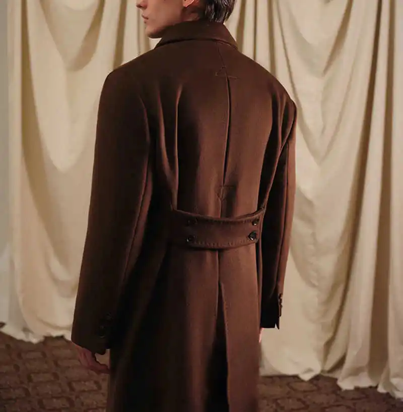 Vintage Men Long Coat Double Breasted Peaked Lapel Wedding Tuxedos Autumn Winter Thick Customized One Piece