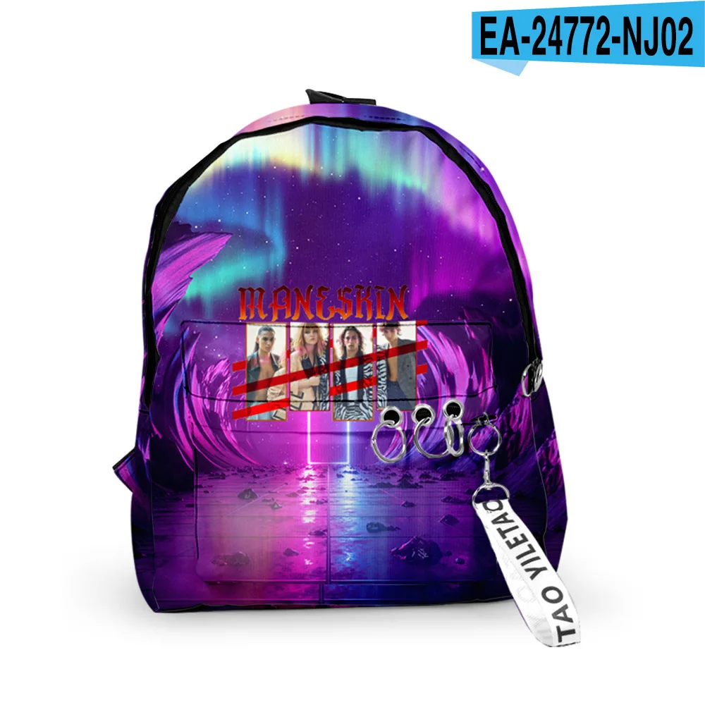 Harajuku Novelty Cool Maneskin Backpacks Boys/Girls pupil School Bags 3D Print Keychains Oxford Waterproof Cute Small Backpacks