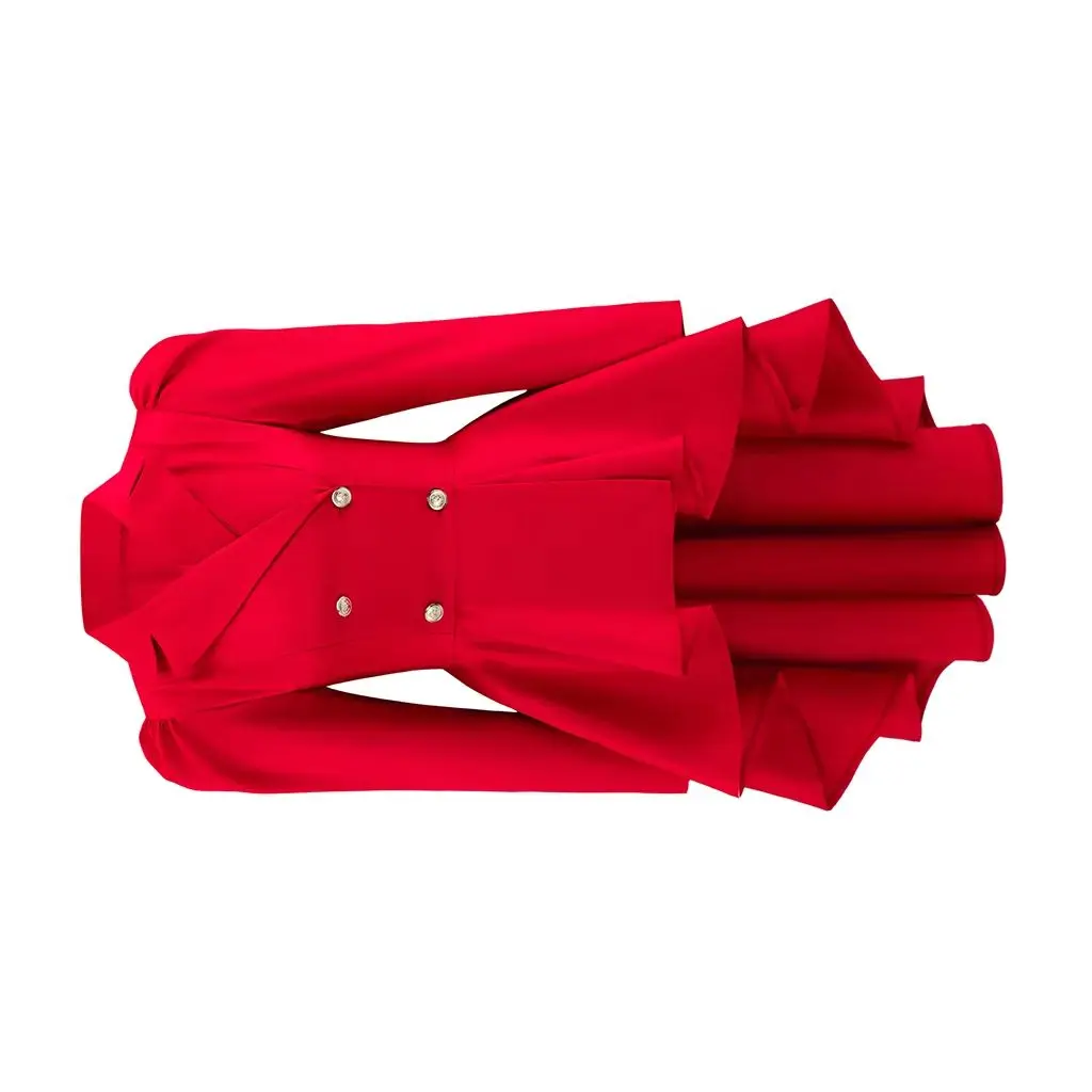 

Medieval Victorian Double Breasted Irregular Dress Women's Gothic Steampunk Red Tuxedo Coat Top Christmas Halloween Ball Gown