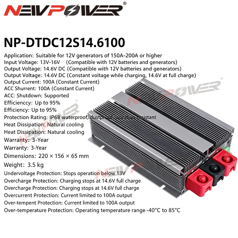 12V Charger 14.6V 100A High Current Charger 12V to 14.6V 80A DC DC LiFePO4 Lithium Battery Charger Stepup Power Converter for C