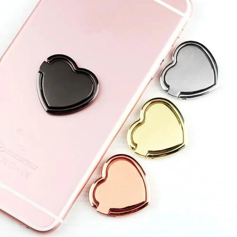 Accesorios para teléfono con soporte para anillo de dedo para teléfono móvil con patrón de corazón