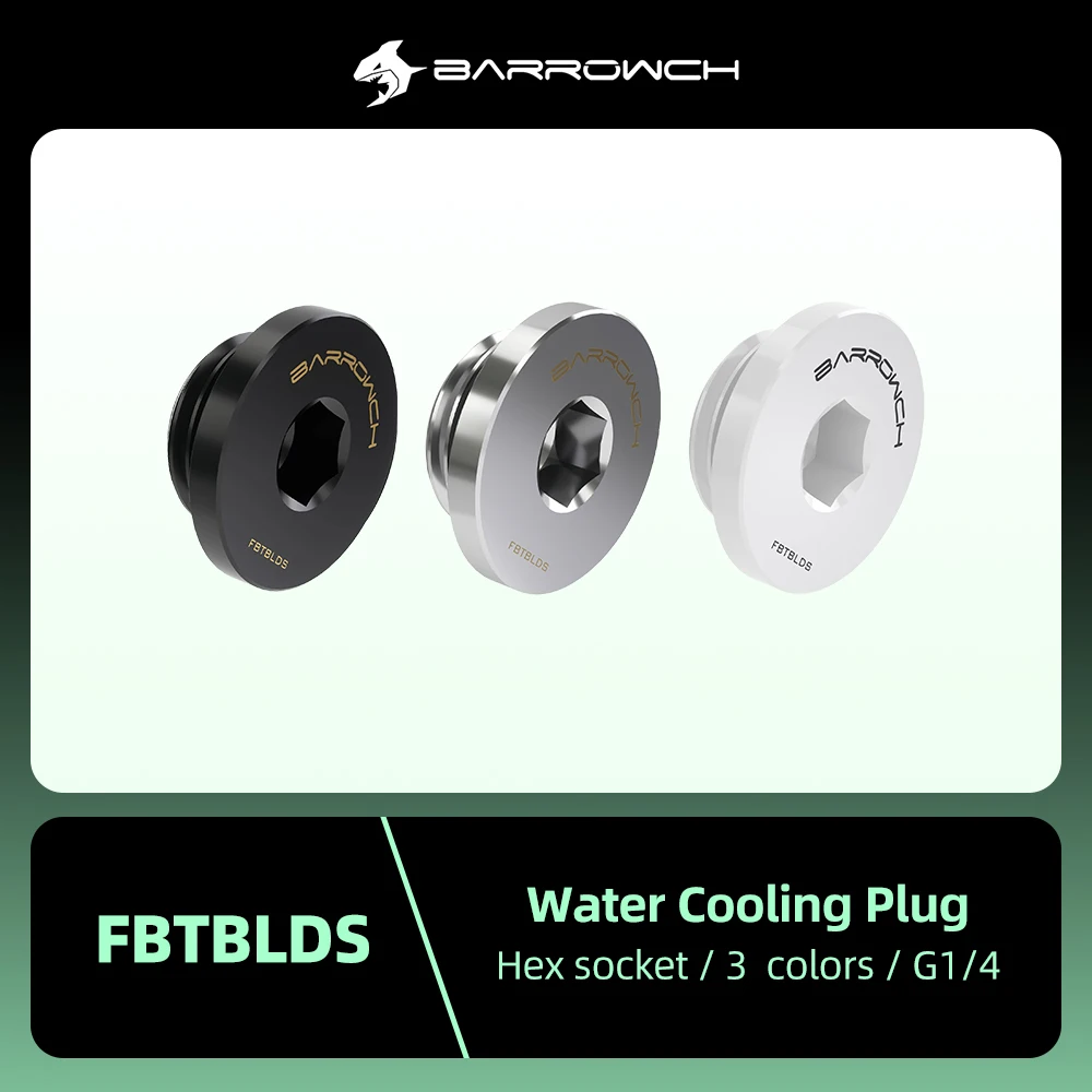 Barrowch Water Cooling Plug Hex Hex socket Metal Water Stop Prevent Leakage for PC Gaming Water Cooling Building Black FBTBLDS