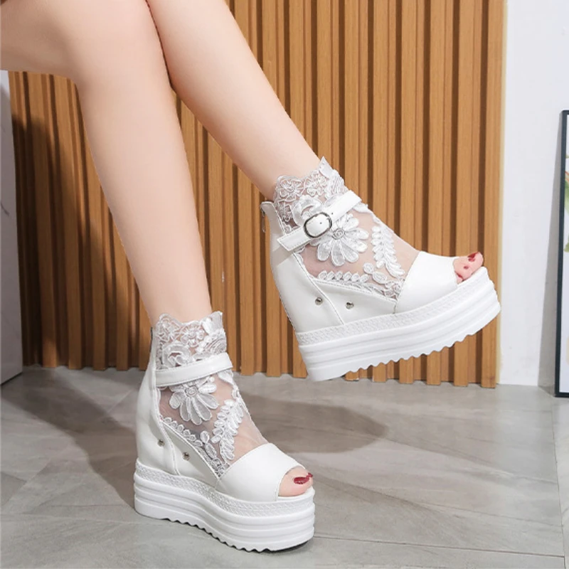 Platform Sandals Women Summer Wedges Peep Toe Shoes Fashion Elegant Hidden Heel Sandals Ladies Comfort Party Shoes Footwear