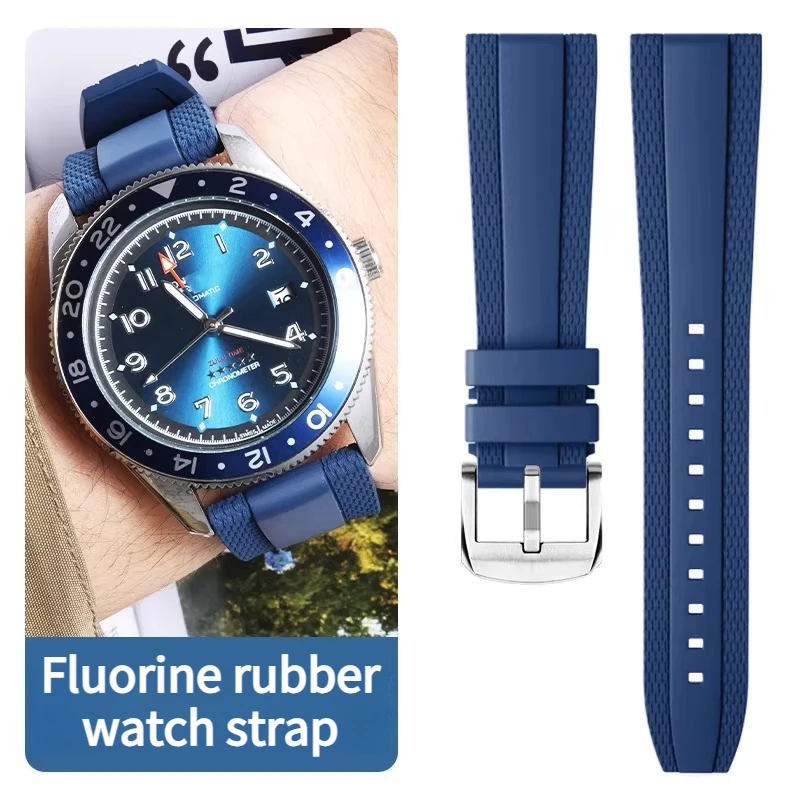 Ремешок для часов из фторкаучука для оригинальных часов LONGINES SPIRIT PILOT FLYBACK CONQUEST HYDROCONQUEST IWC SEIKO Hamilton, ремешок FKM.