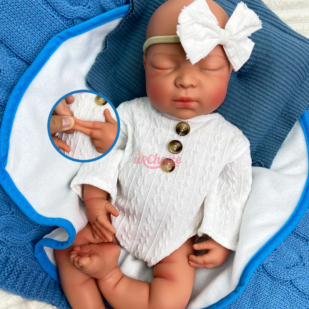 

17Inch Collectible Full Body Silicone Reborn Baby Doll Hand Painted Sleeping Newborn With Veins For Reborn Girl Art Collection