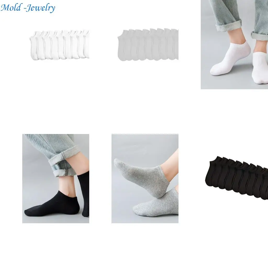 

69HB 10 Pairs Durable Elastic Daily Wear Socks Low Cut Design for Sports Casual